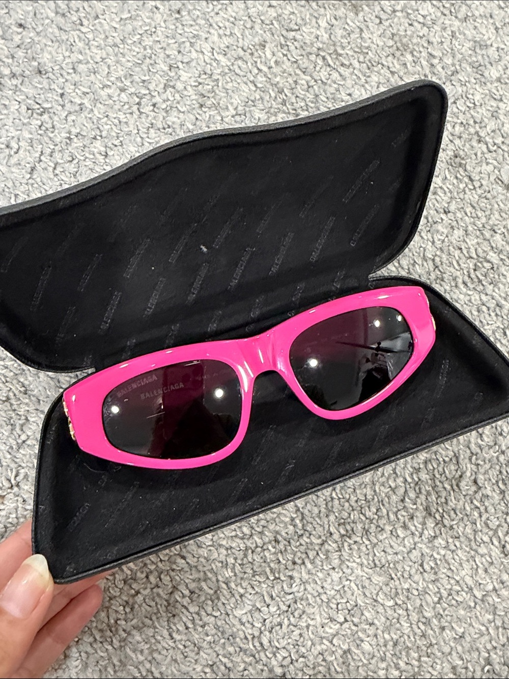 Balenciaga Hot Pink Slim Cat-Eye Sunglasses D Frame Dynasty